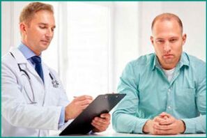 The patient at the reception of the doctor